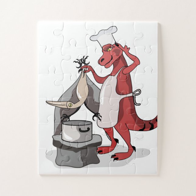 Illustration eines Tyrannosaurus Rex Koch Cooking. (Vertikal)