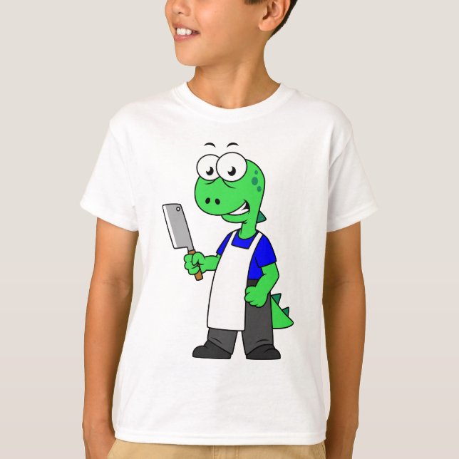 Illustration eines Tyrannosaurus Rex Metzgers. T-Shirt (Vorderseite)