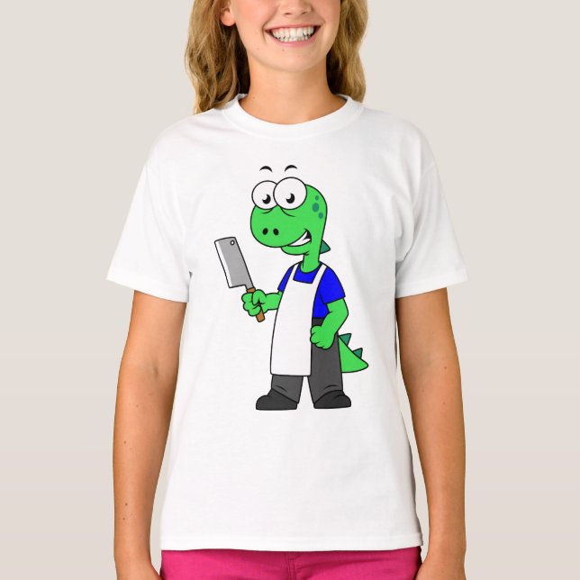 Illustration eines Tyrannosaurus Rex Metzgers. T-Shirt (Vorderseite)