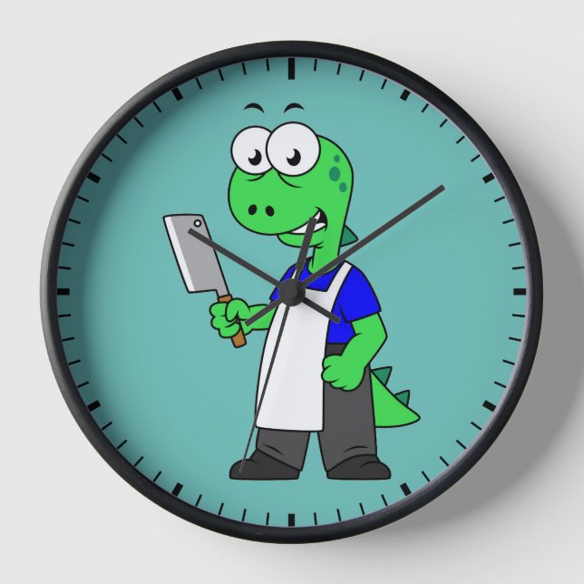 Illustration eines Tyrannosaurus Rex Metzgers. Uhr (Vorderseite)