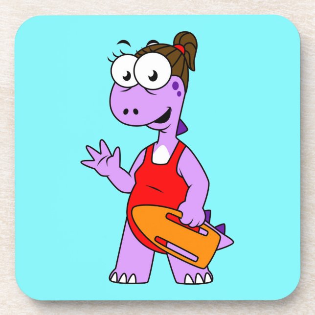 Illustration eines Tyrannosaurus Rex Rettungsschwi Getränkeuntersetzer (Vorderseite)