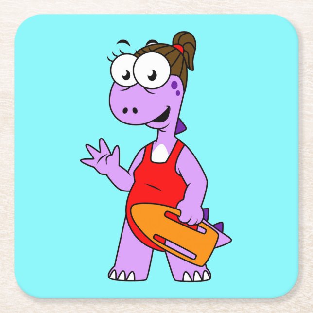 Illustration eines Tyrannosaurus Rex Rettungsschwi Rechteckiger Pappuntersetzer (Vorderseite)