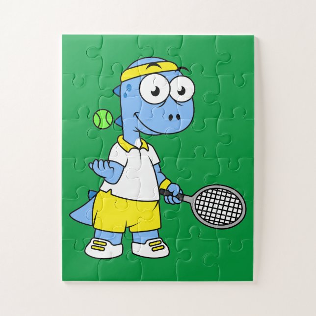 Illustration eines Tyrannosaurus Rex Tennis Player (Vertikal)