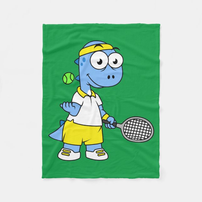 Illustration eines Tyrannosaurus Rex Tennis Player Fleecedecke (Vorderseite)