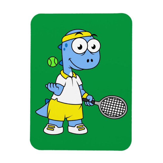 Illustration eines Tyrannosaurus Rex Tennis Player Magnet (Vertikal)