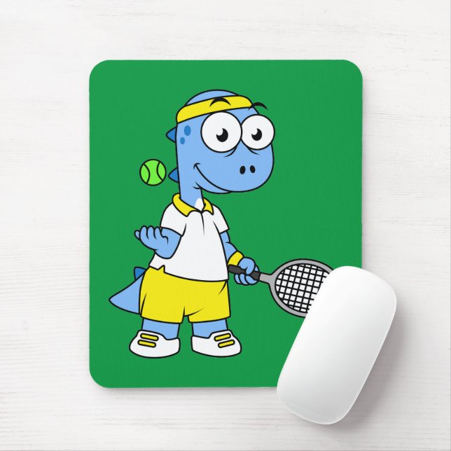 Illustration eines Tyrannosaurus Rex Tennis Player Mousepad (Mit Mouse)