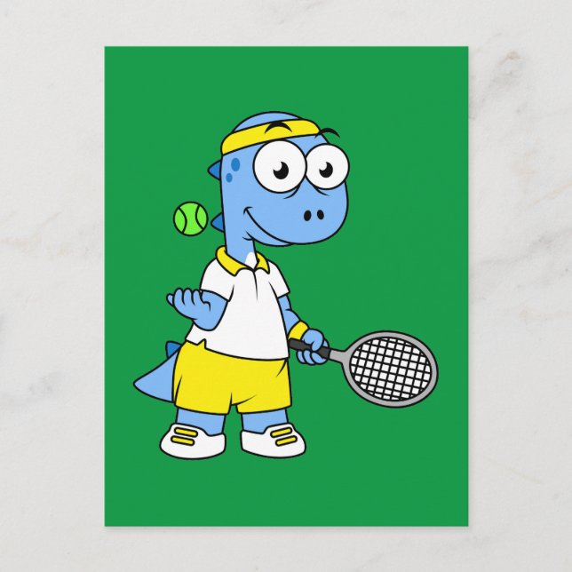 Illustration eines Tyrannosaurus Rex Tennis Player Postkarte (Vorderseite)