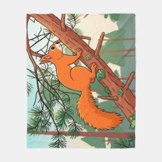 Illustration eines verspieltens roten Eichhörnchen Fleecedecke