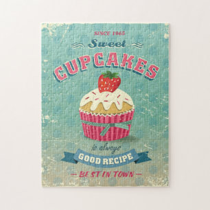 Illustration eines Vintage-Cupcakes-Schildes