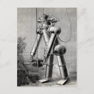Illustration eines Vintage-Tauchanzugs Postkarte