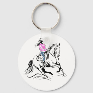 Illustration eines Western-Cowgirls auf einem Pfer Schlüsselanhänger