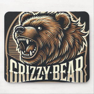 Illustration eines wilden Grizzlybären Mousepad