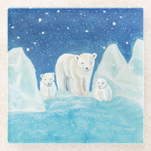 Illustration Eisbären   Glasuntersetzer