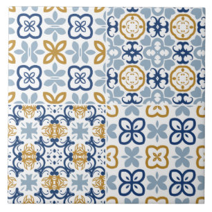Illustration en carreaux portugais bleu marine en 