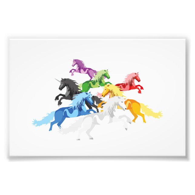 Illustration farbenfrohe wilde Unicorns Fotodruck (Vorne)