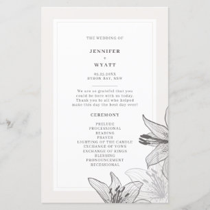 Illustration Floral Lys Programmes de mariage