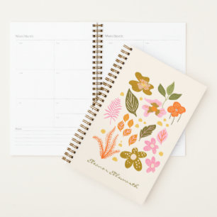Illustration florale élégante Pink Green Nom perso