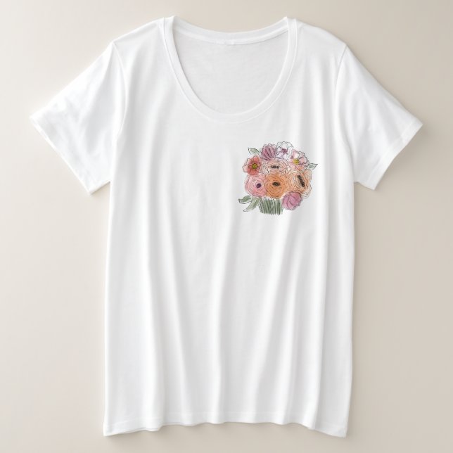 Illustration florale plus T-Shirt de taille (Design devant)