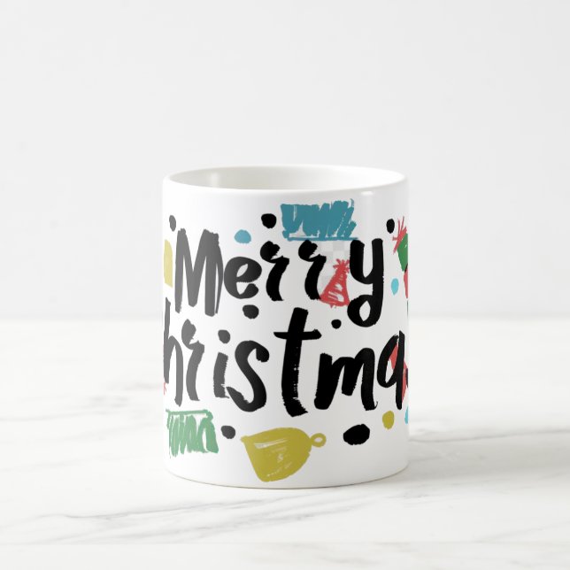 Illustration fröhlicher Weihnachtstext. Kaffeetasse (Mittel)