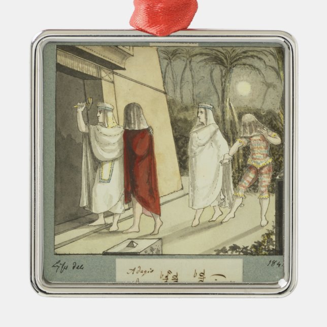Illustration für Mozart "Zauberflöte", 1845 Silbernes Ornament (Vorne)