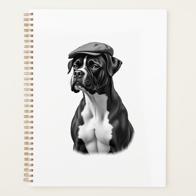 Illustration graphique monochrome de Boxer vintage (Devant)