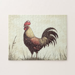 Illustration Hahn im Vintage-Look