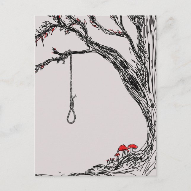 Illustration hangman's noose & mushrooms postkarte (Vorderseite)