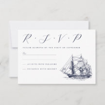 Illustration Hochzeit im Vintage-Marine-Stil