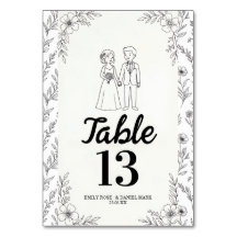 Illustration Hochzeitstisch-Nummer für ein skurril