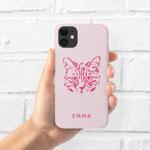 Illustration-Hülle für das Telefon mit rosa Katze Case-Mate iPhone Hülle