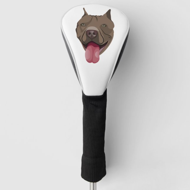 Illustration Hund lächelnd Pitbull Golf Headcover (Vorderseite)