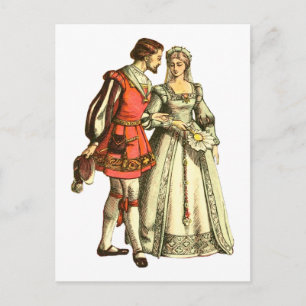 Illustration im mittelalterlichen Stil ~ Herr und  Postkarte