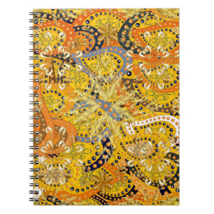 Illustration in Gelb, Orange und Braun. I Notizblock