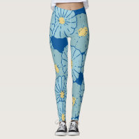 Illustration-Leggings für blaues japanisches Blume