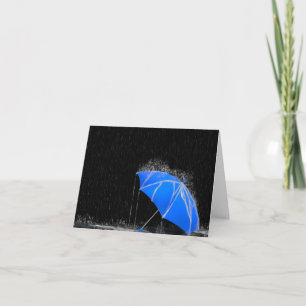 Illustration Lost Blue Umbrella in Regen Karte