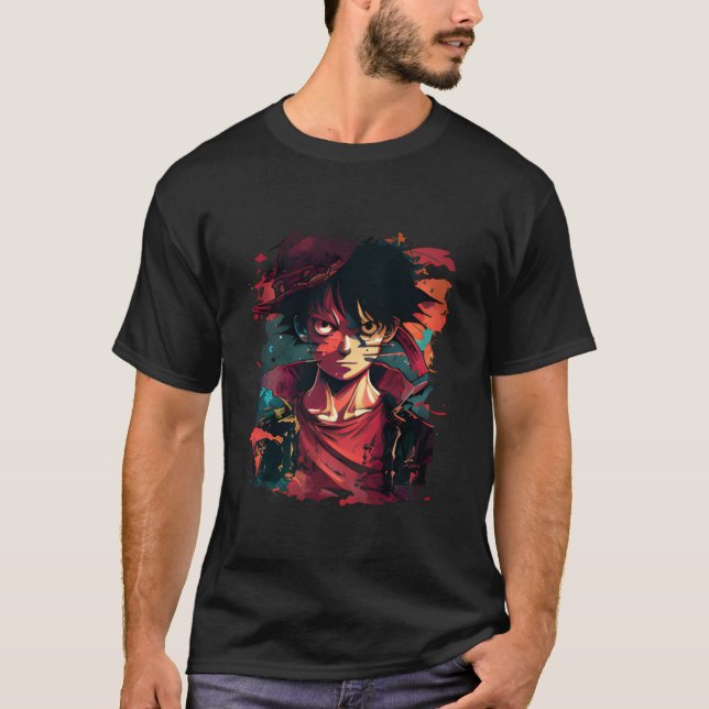 Illustration Luffy - T-shirt d'artisanat de style  (Devant)