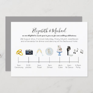 Illustration Mariage Timeline Invitation Icônes am