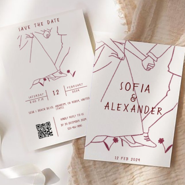Illustration mit QR Code UAWG Wedding Einladung (wedding invitations)