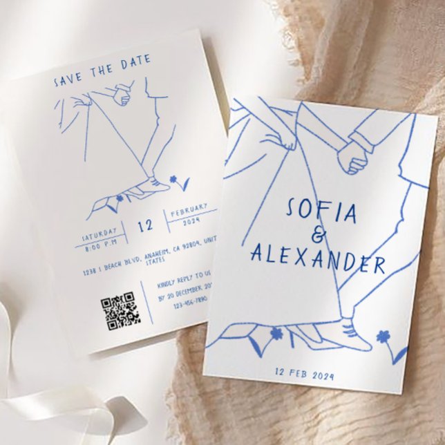 Illustration mit QR Code UAWG Wedding Einladung (Wedding Invitation)