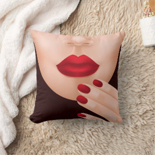 Illustration mit roten Lippen auf Wurfkissen Kissen