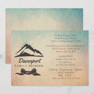 Illustration Montagne Rustique Famille Invitation 