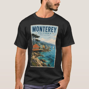 Illustration Monterey Bay Kalifornien Reise Kunst T-Shirt