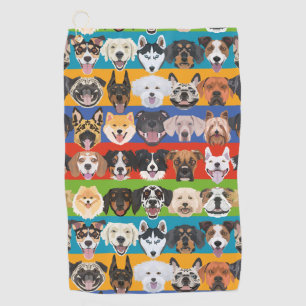 Illustration nahtlose Muster bunten Hunde Golfhandtuch