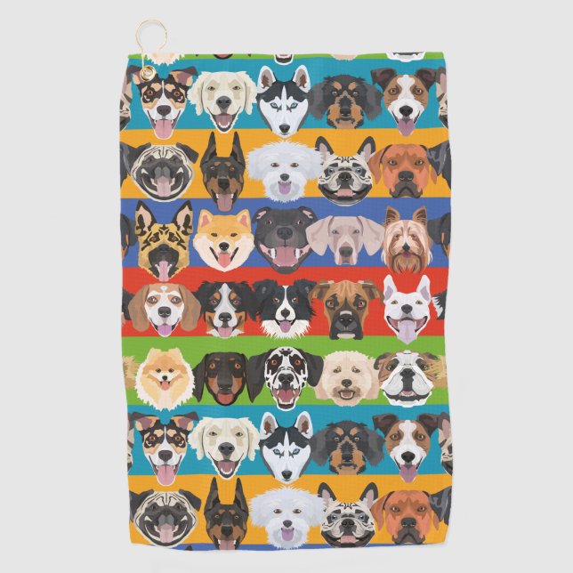 Illustration nahtlose Muster bunten Hunde Golfhandtuch (Vorderseite)
