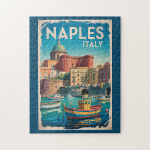 Illustration Neapel Bucht Italien Reise Kunst Vint