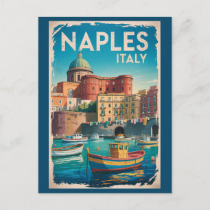 Illustration Neapel Bucht Italien Reise Kunst Vint Postkarte