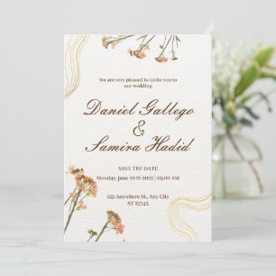 Illustration neutre Faire-part de mariage floral