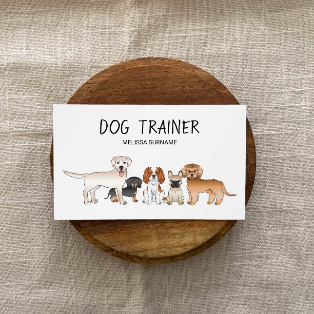 Illustration niedlicher Hunde - Hundetrainer Visitenkarte (Promote your dog services with the help of this cute business card design with cartoon dogs on it.)
