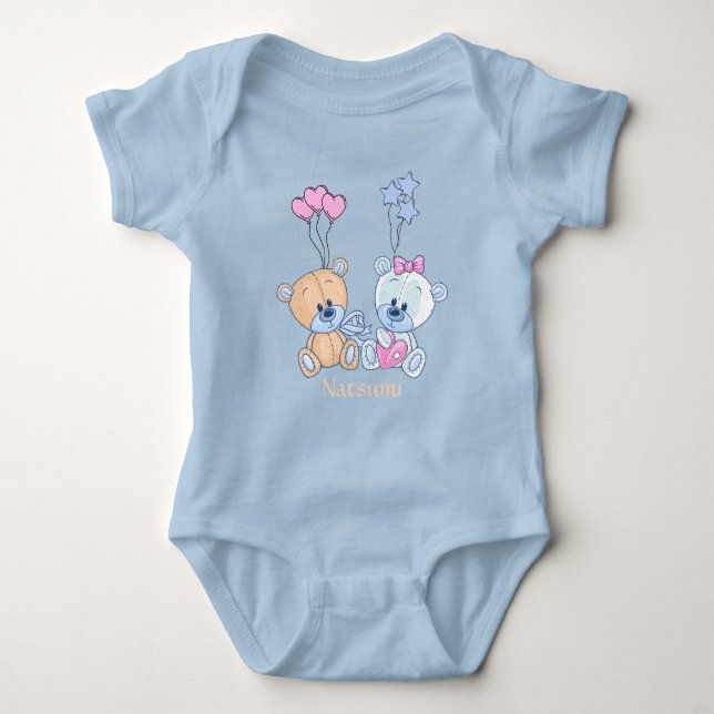 Illustration niedlicher Teddybären und Balloons Baby Strampler (Vorderseite)