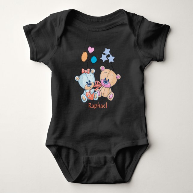 Illustration niedlicher Teddybären und Balloons Baby Strampler (Vorderseite)